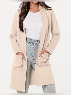 Knit mid cardigan neutral beige